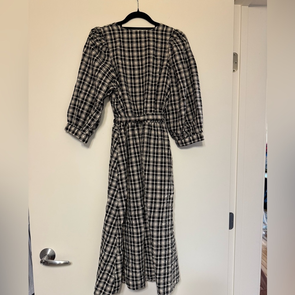 A New Day Plaid Black and White Wrap Dress - Picture 4 of 4